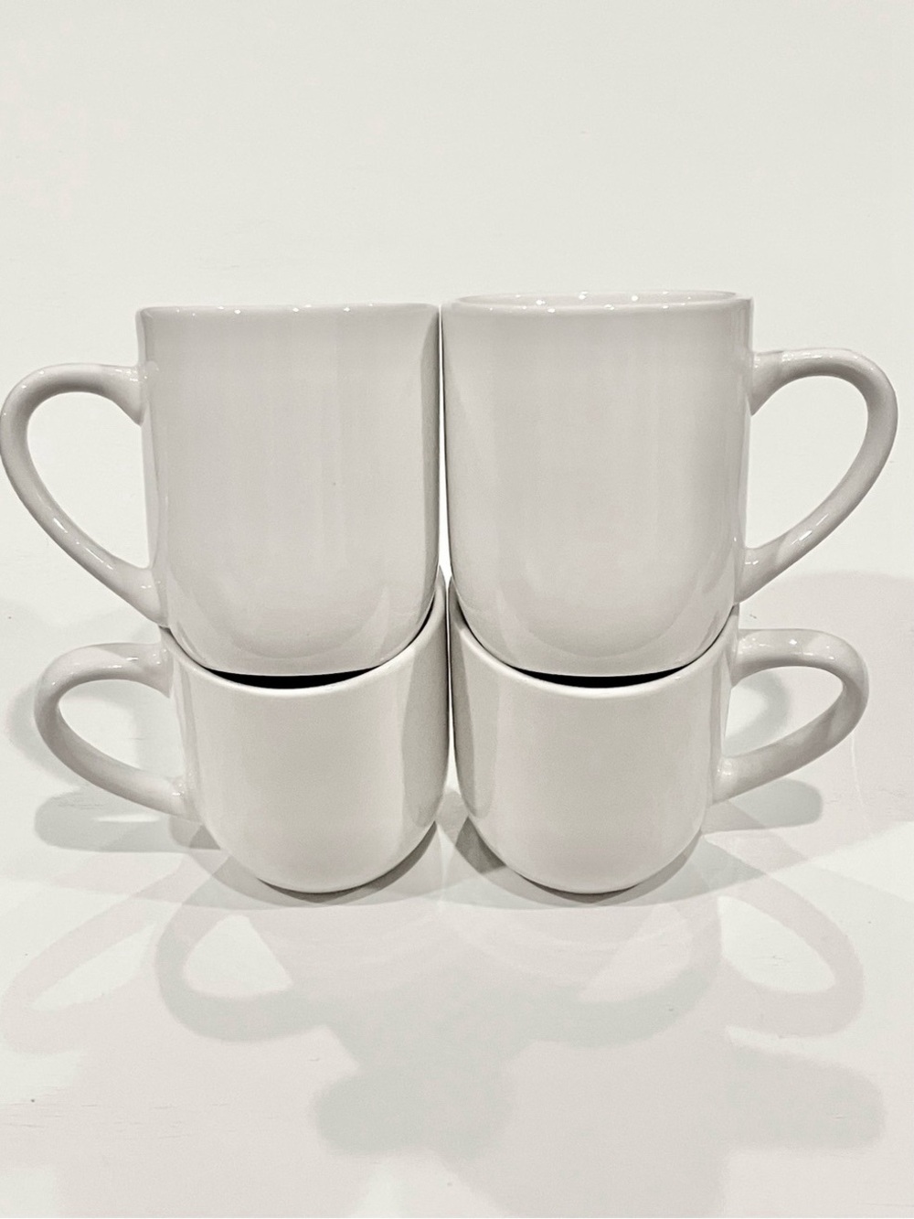 Stackable White Ceramic Coffee Mug Set - 4 Pack